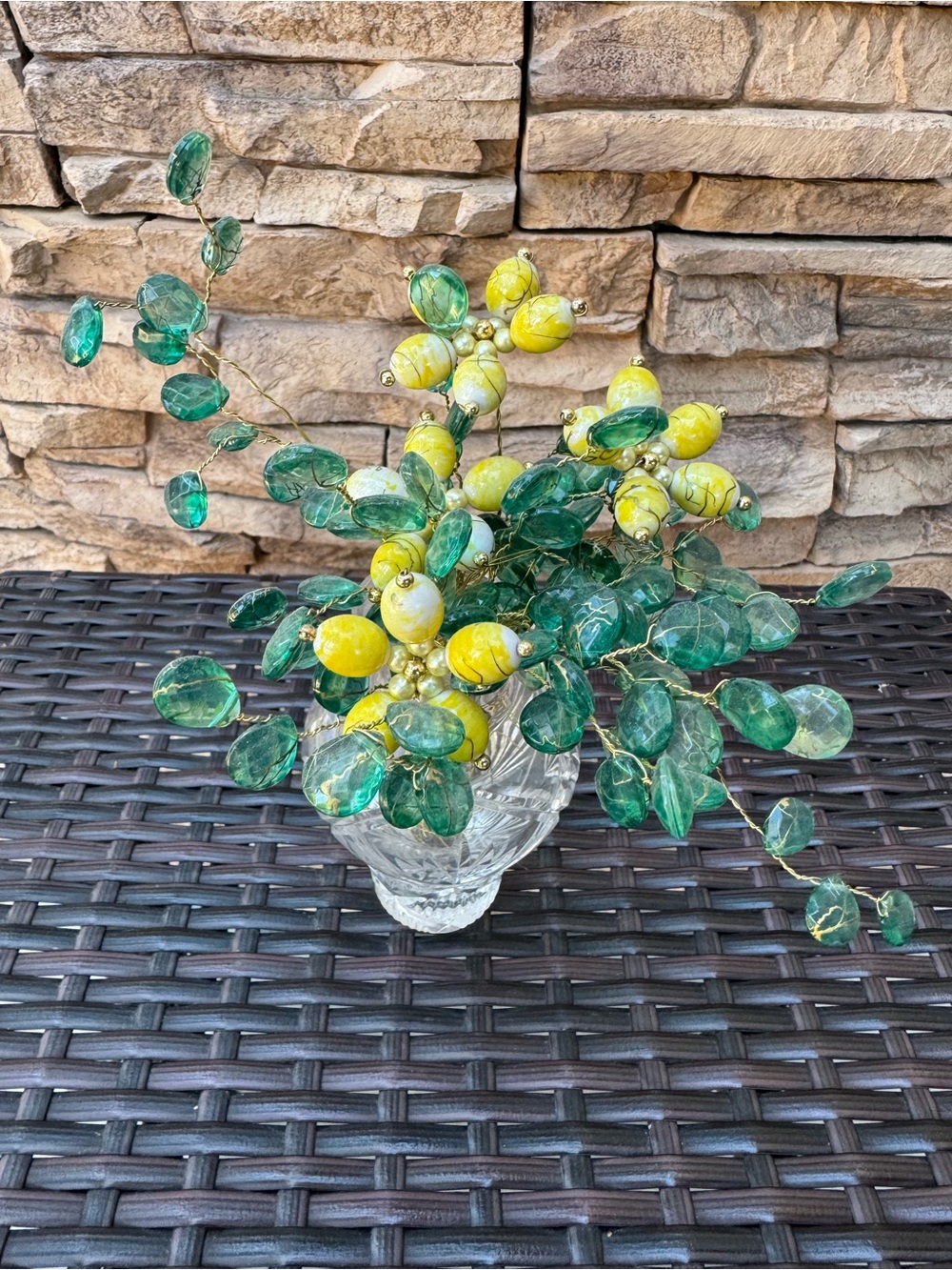Decorative Yellow & Green Bead Branch Arrangement - Home Accents